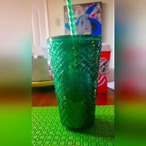 Starbucks jeweled emerald green tumbler with straw cup mug wicked